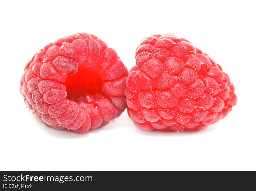 Fresh raspberries isolated on white