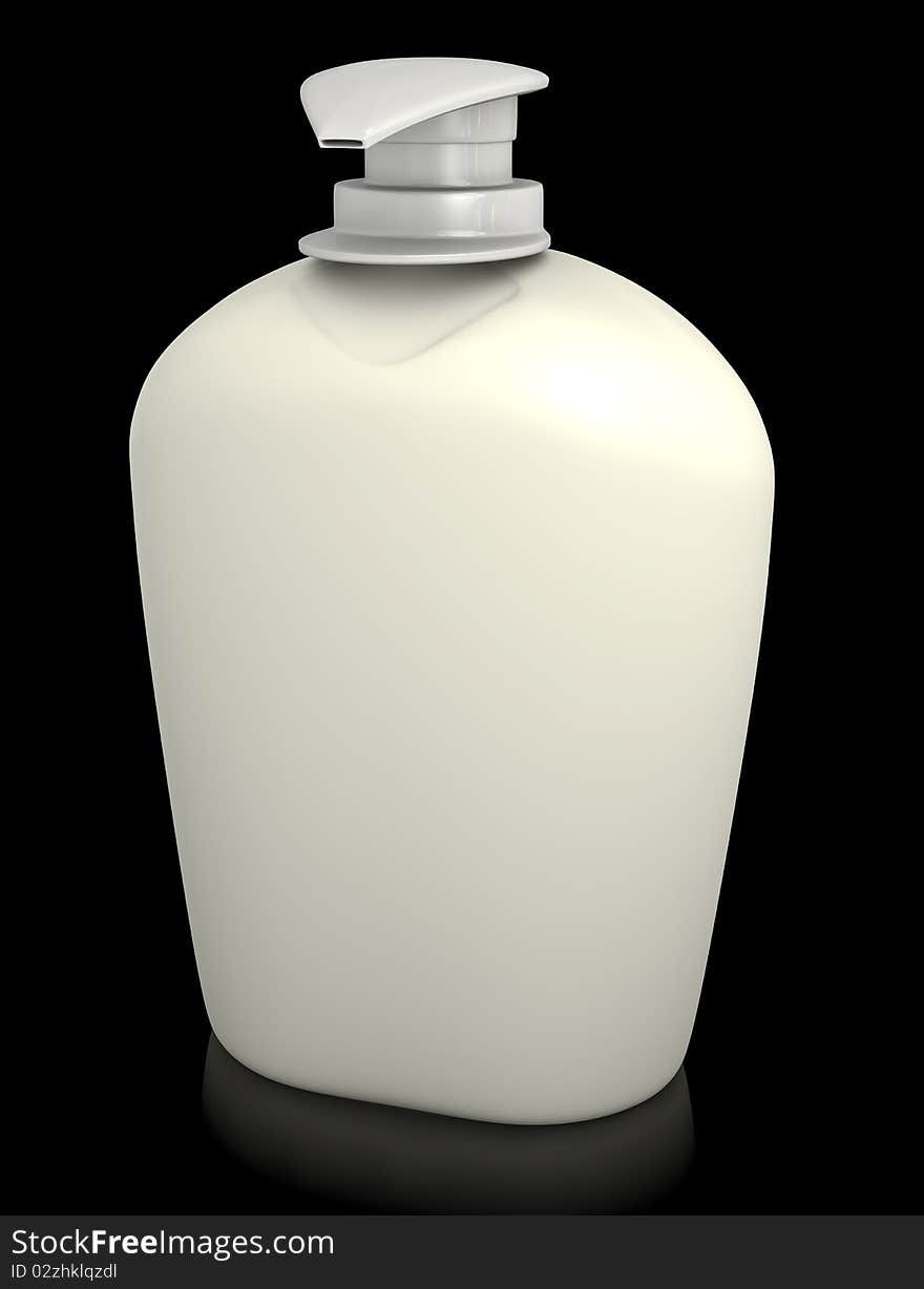 Soap bottle on black