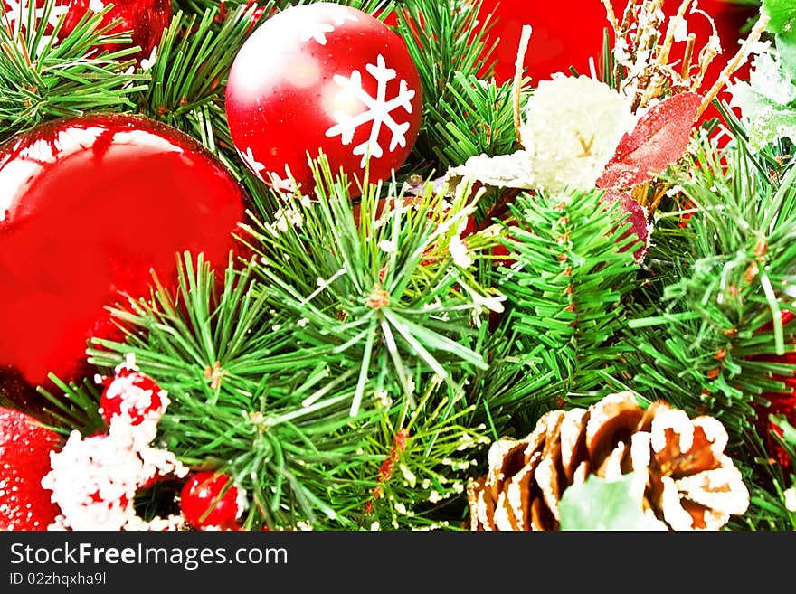 Different colorful Christmas Decoration on the tree