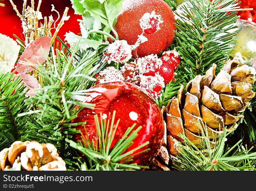 Different colorful Christmas Decoration on the tree