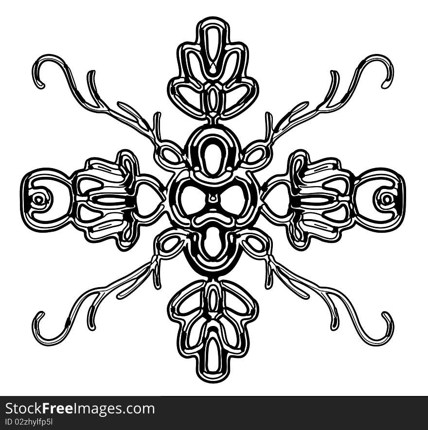 Illustration of Ornate Snowflake Decoration. Illustration of Ornate Snowflake Decoration