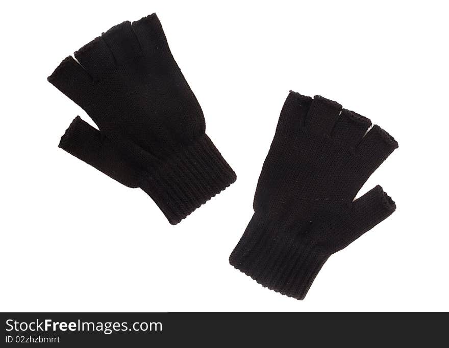 Series. Pair of black knitted gloves