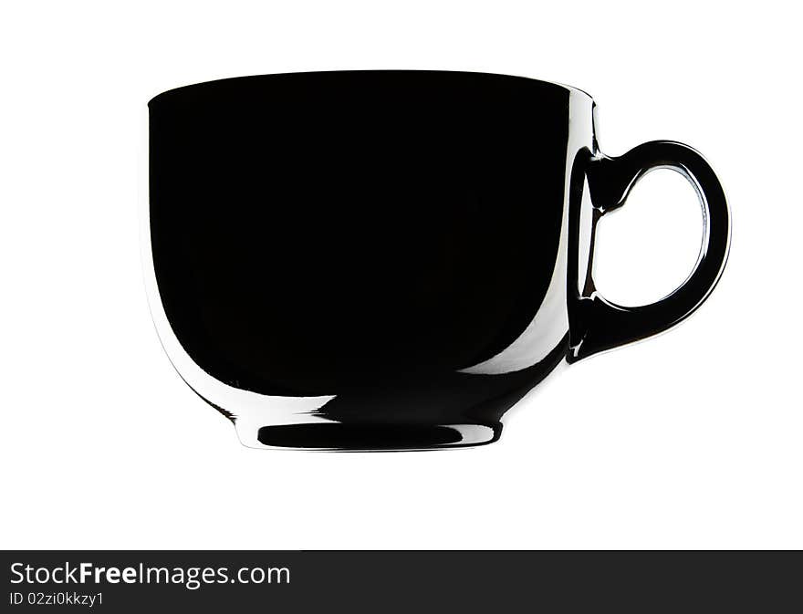 Black empty cup isolated on a white background. Black empty cup isolated on a white background