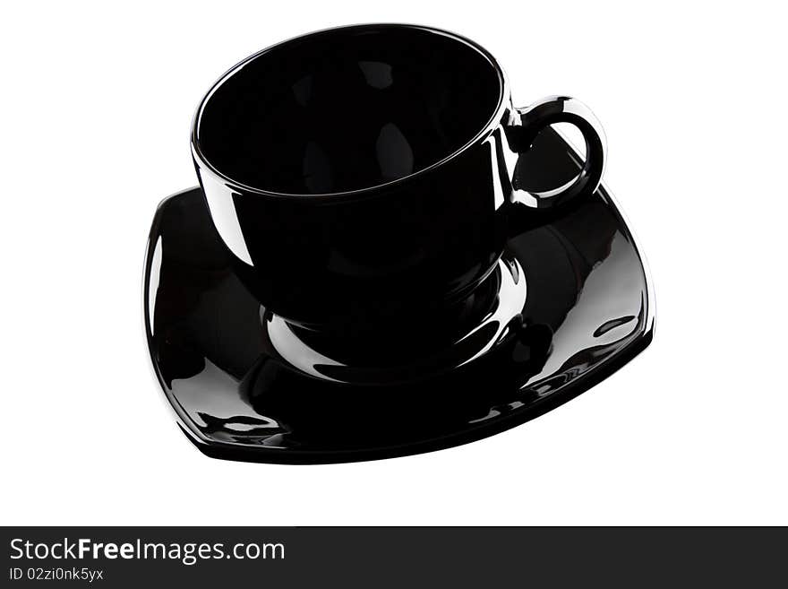 Black empty cup isolated on a white background. Black empty cup isolated on a white background