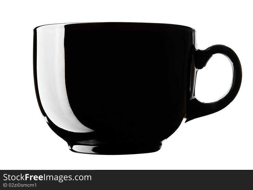 Black empty cup isolated on a white background. Black empty cup isolated on a white background