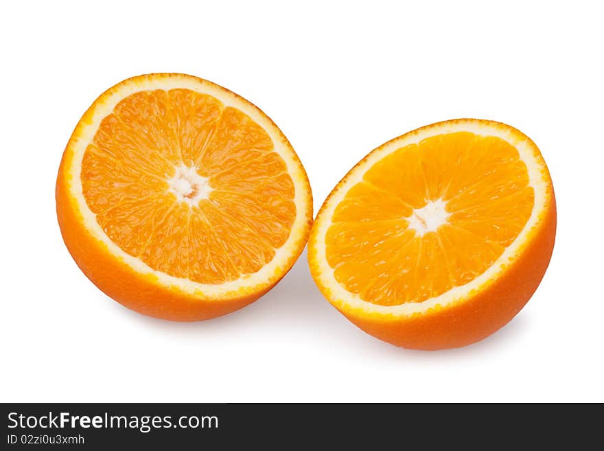 Slice of oranges isolated on white.