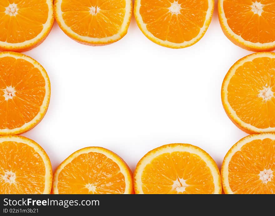 Slice of oranges isolated on white