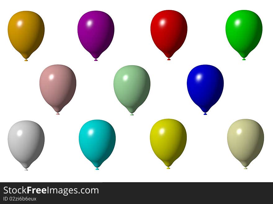 Coloured 3D baloons