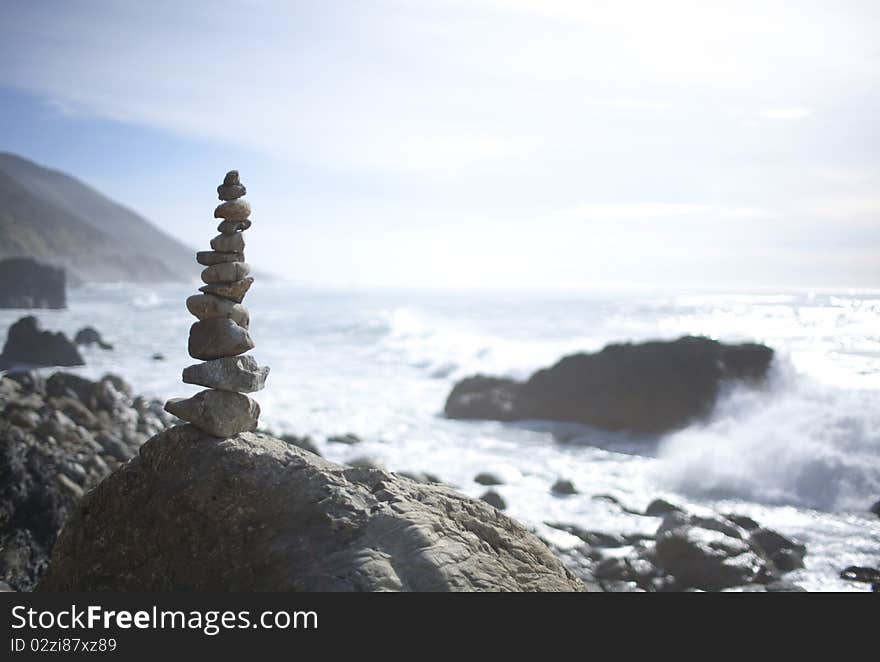 Stack of stones at beach