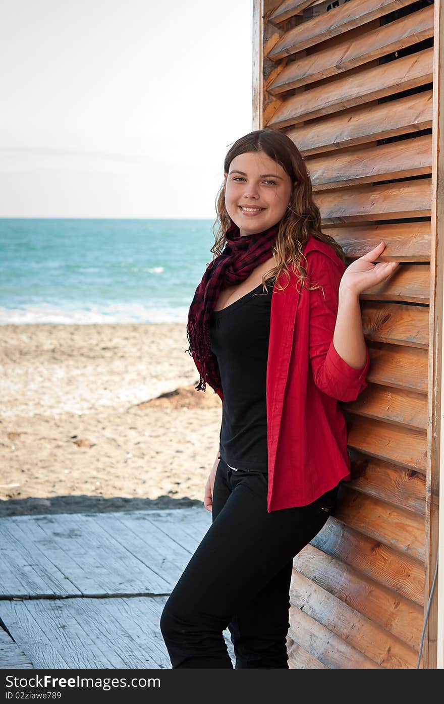 Attractive young woman blond on the beach. Attractive young woman blond on the beach