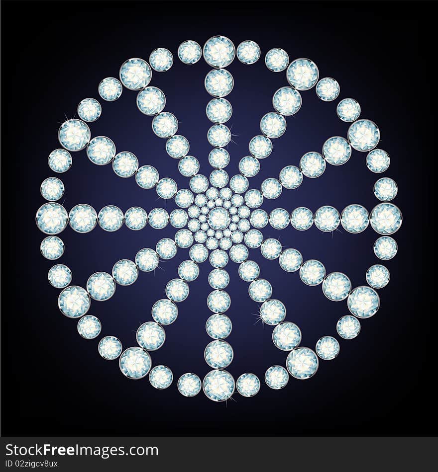 Snowflake made from diamonds. the vector illustration