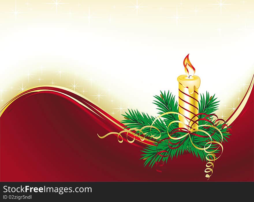 Vector christmas background with bells and tree