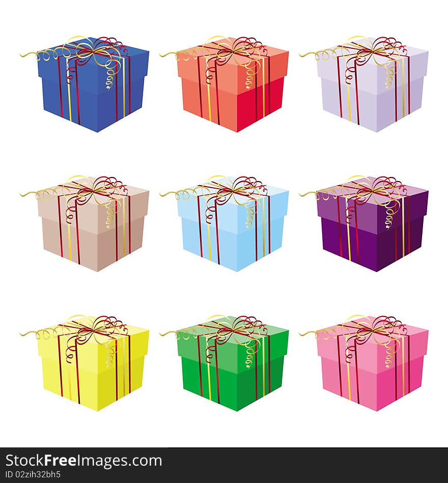 Set Of Nine Gift Boxes