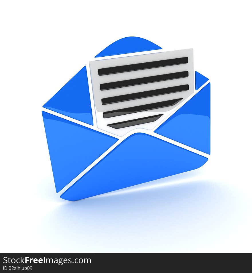 Abstract blue e-mail (done in 3d, isolated). Abstract blue e-mail (done in 3d, isolated)