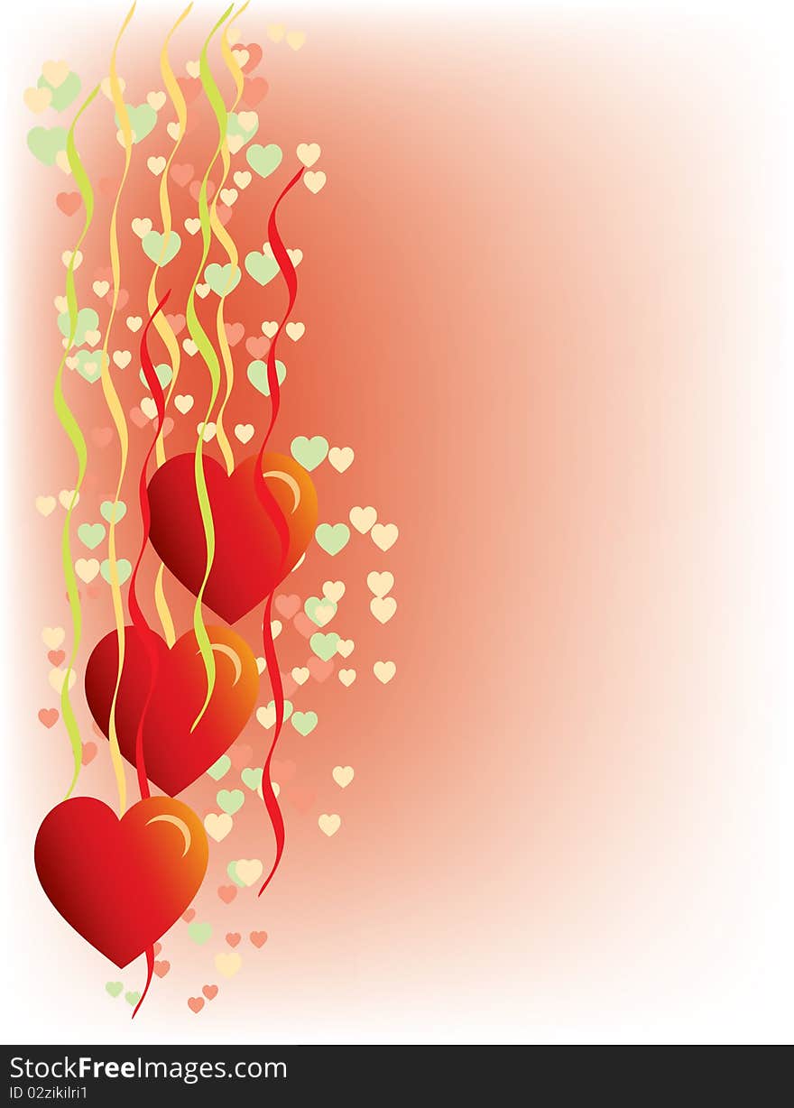 Hearts on pink background