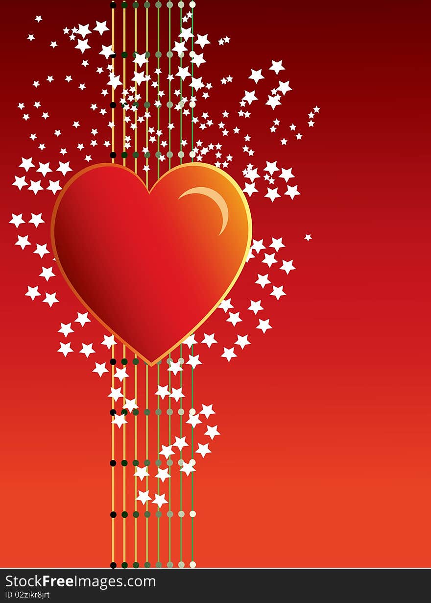 Heart on red background