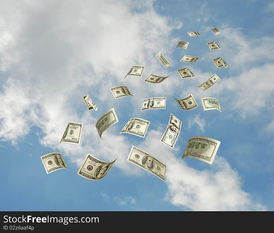 Dollars falling from sky