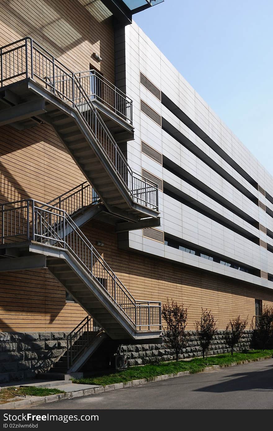 The stairs outside the building