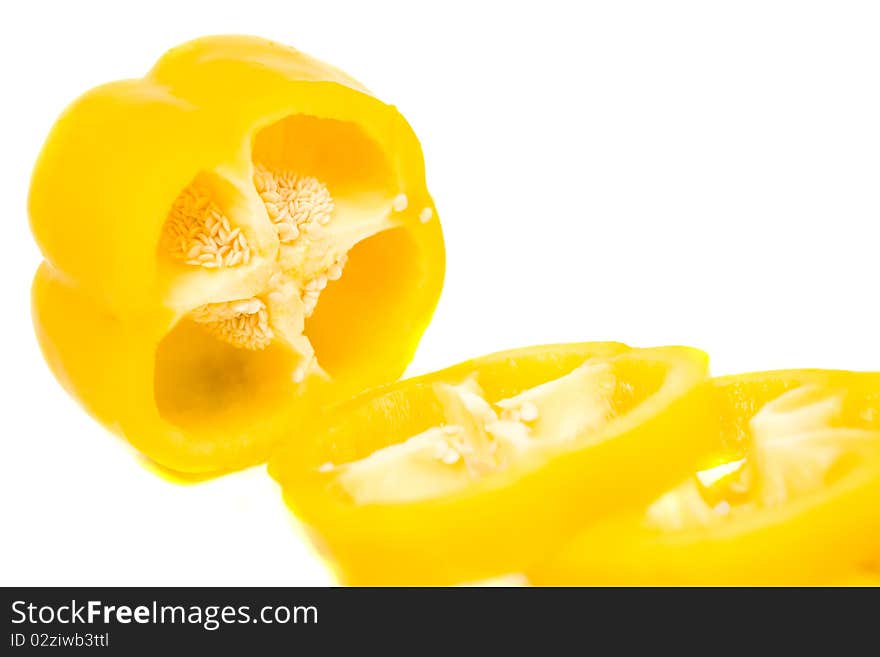 Fresh yellow pepper on white background