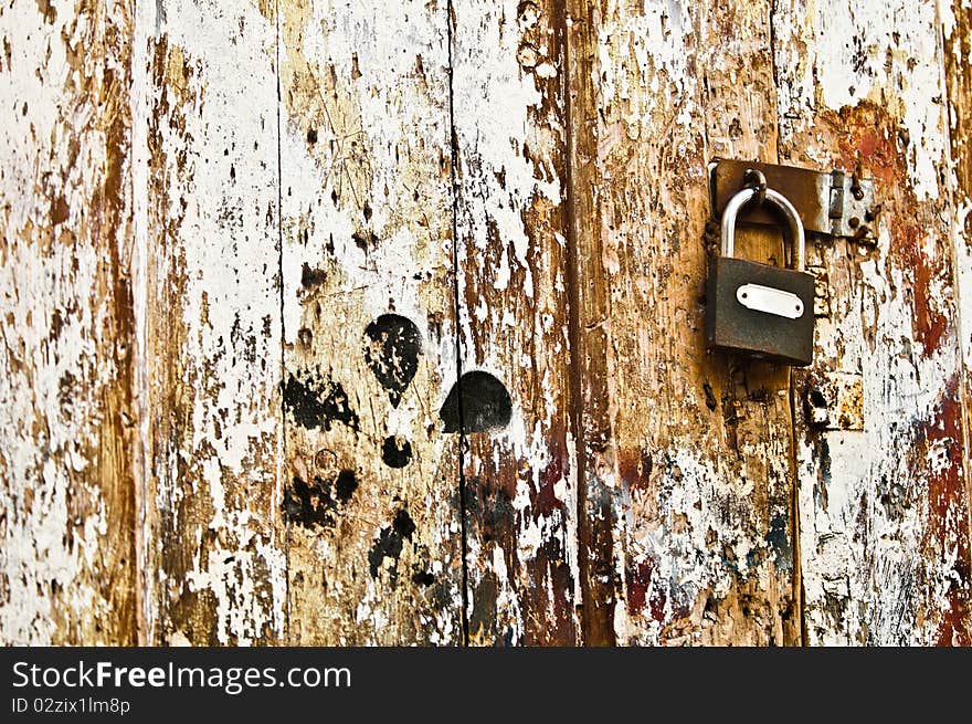 An old lock on a rough surface