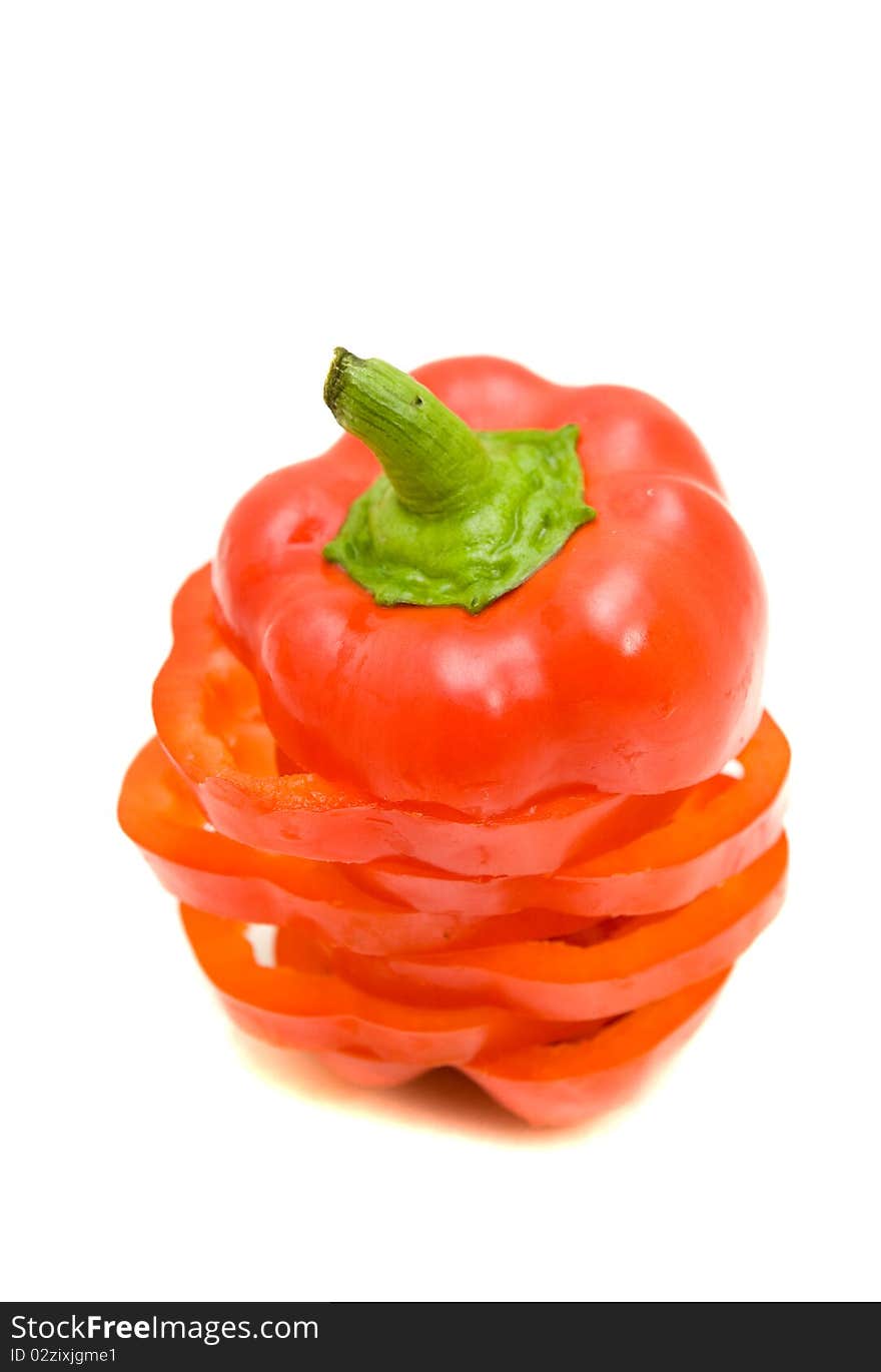 Fresh red pepper on white background