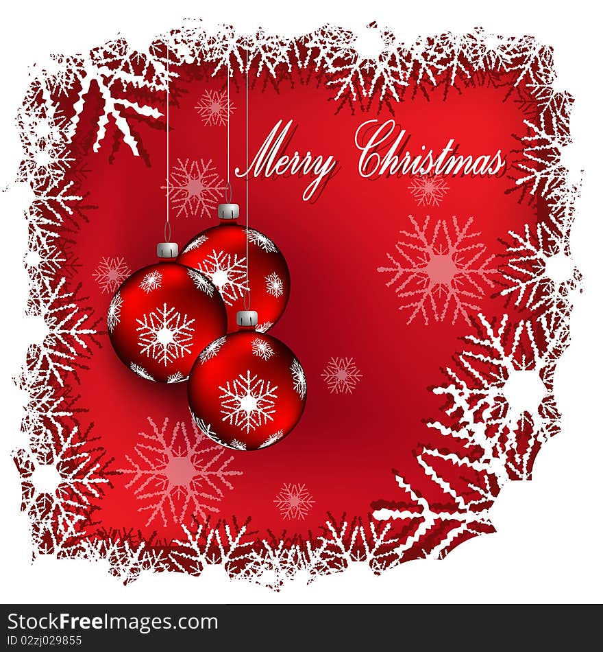 Illustration, christmas red balls on red background. Illustration, christmas red balls on red background