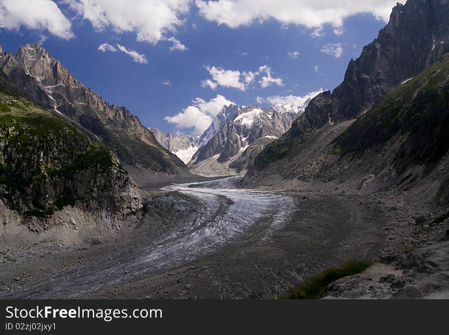 High mountain scenery; the longest glacier in France. High mountain scenery; the longest glacier in France