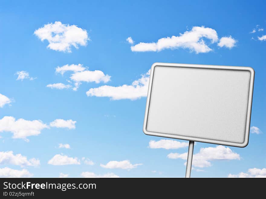 Blank billboard on a blue sky background