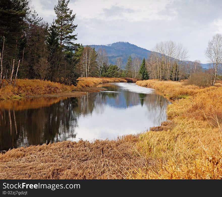 river in national park - fall time