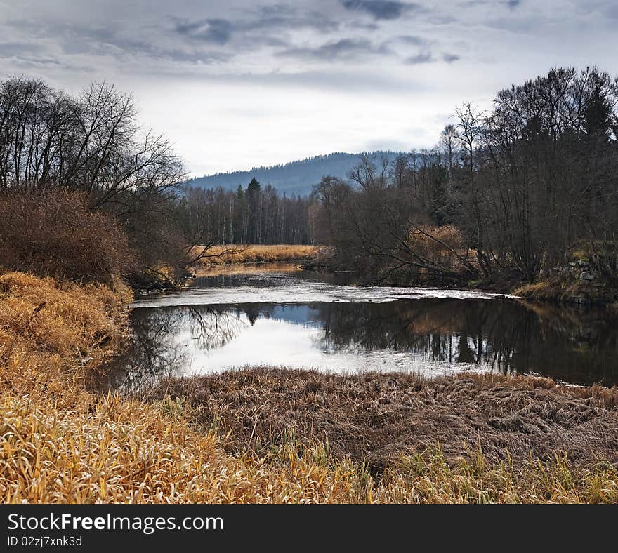 Sad fall day in nature