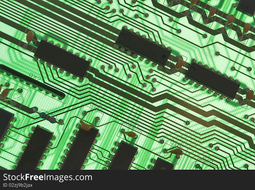 Fragment of electronic components of digital telephone exchange