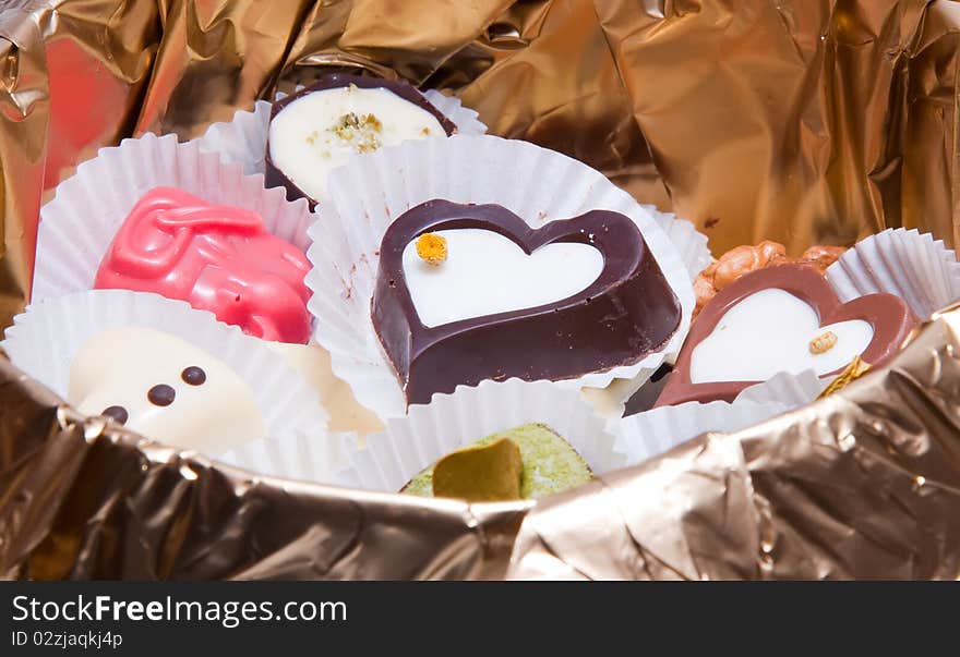 Candies in a pretty box. Candies in a pretty box