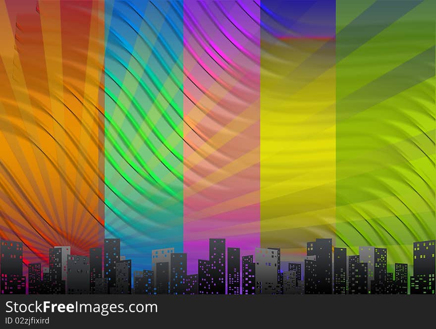 Big city skyline, colorful background scenery. Big city skyline, colorful background scenery