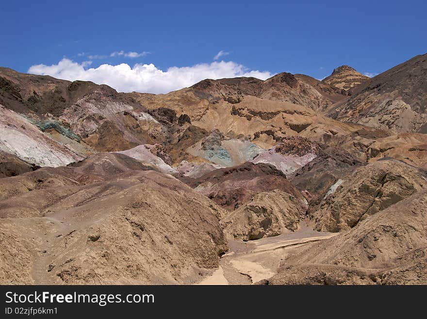 The amazing colours of the mineral mountains along Artists Drive, Death Valley National Park. The amazing colours of the mineral mountains along Artists Drive, Death Valley National Park