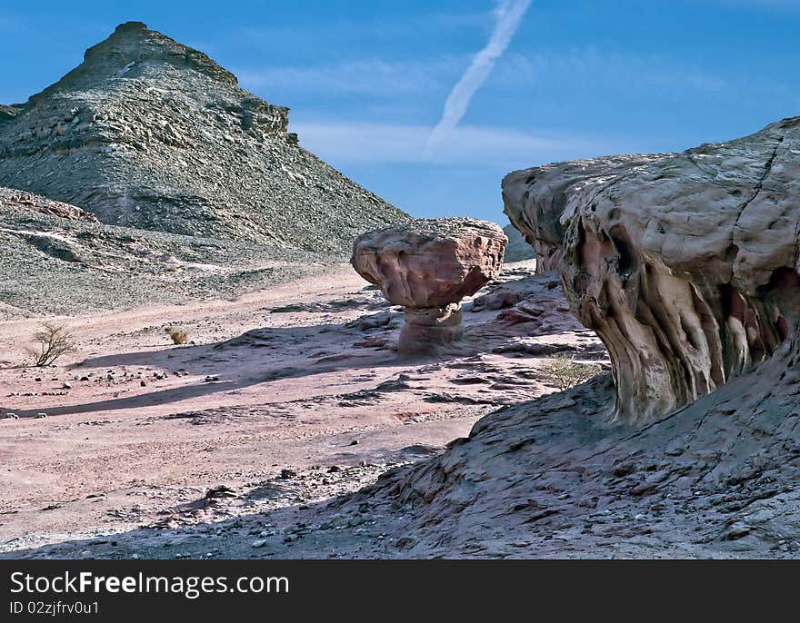 There are a lot of unique geological formations at Timna national park of Israel. There are a lot of unique geological formations at Timna national park of Israel