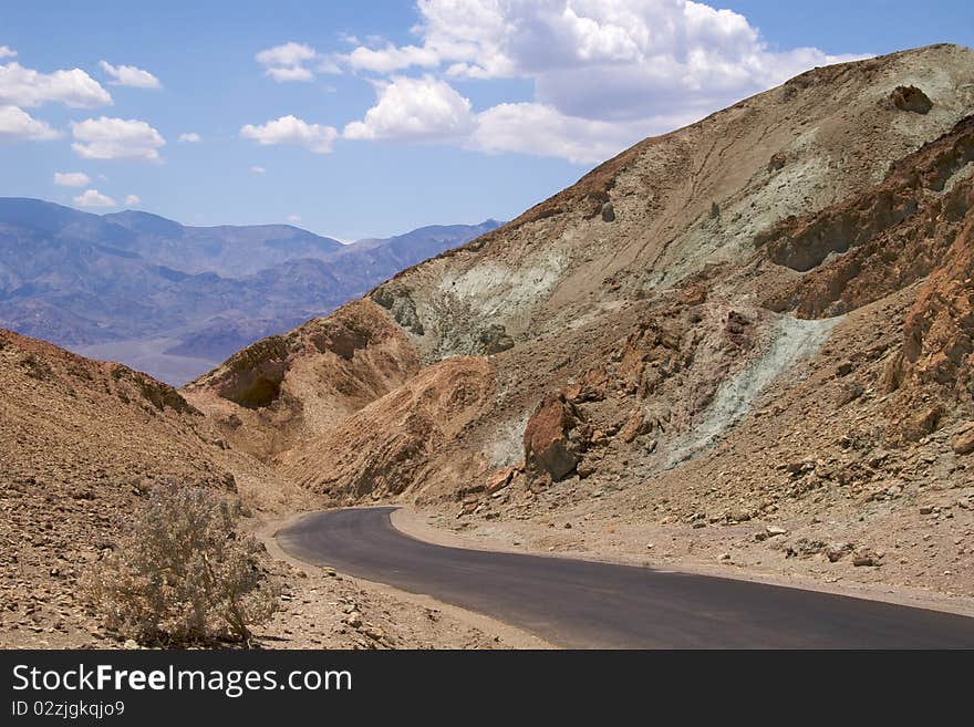 Winding road, Artists Drive, Death Valley National Park. Winding road, Artists Drive, Death Valley National Park