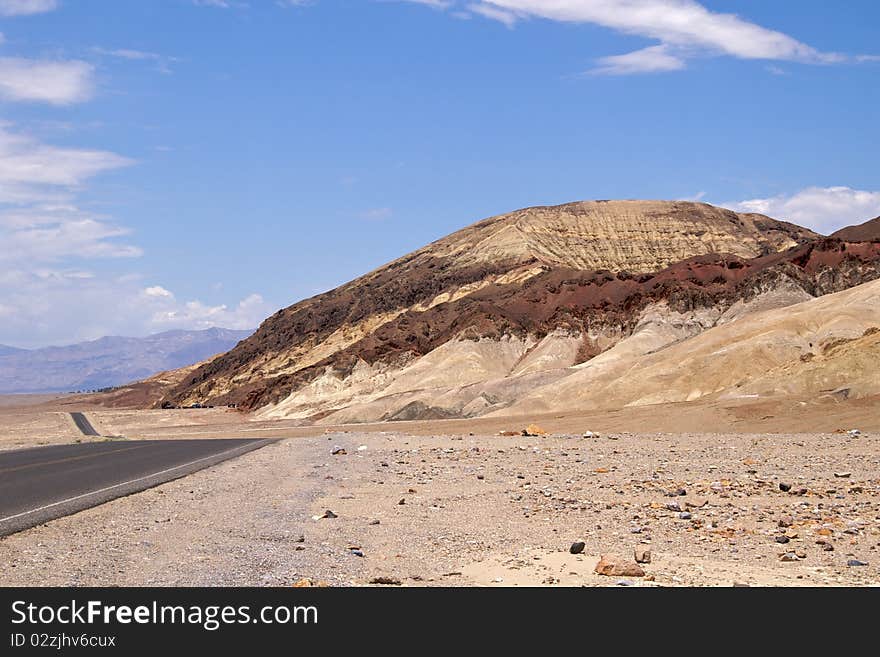 Deserted road, Artists Drive, Death Valley National Park. Deserted road, Artists Drive, Death Valley National Park