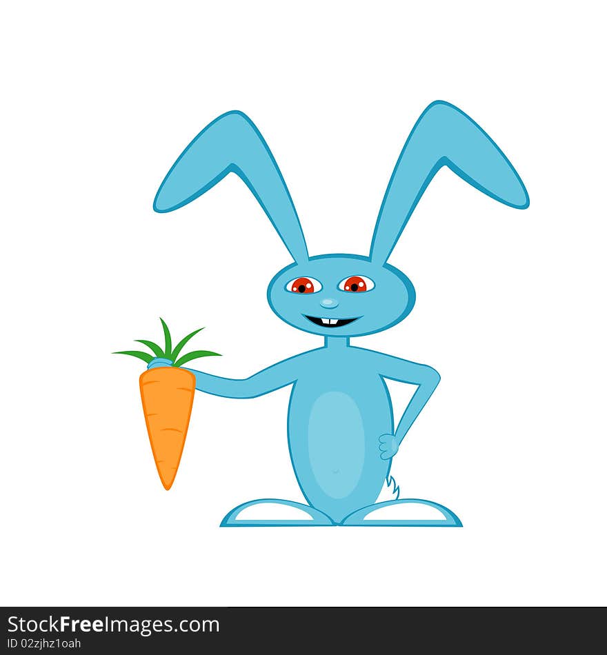 Cartoon Blue Hare With A Carrot