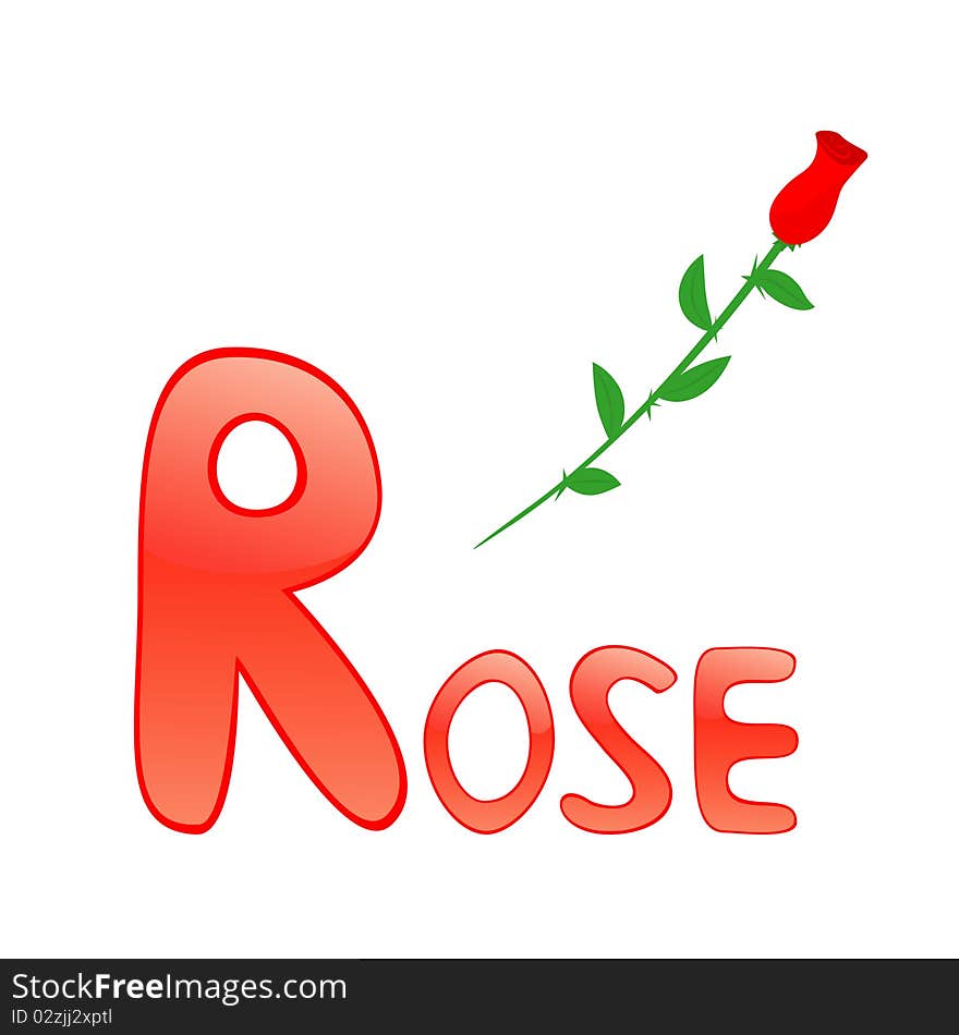 Funny alphabet for children. Rose - letter R. Funny alphabet for children. Rose - letter R.