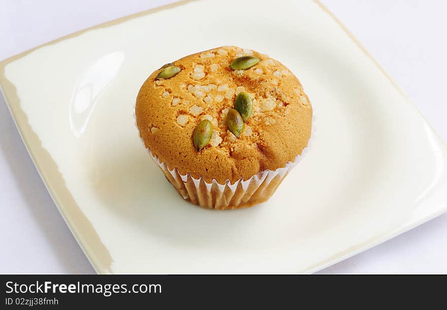 An Almond Cake on plate