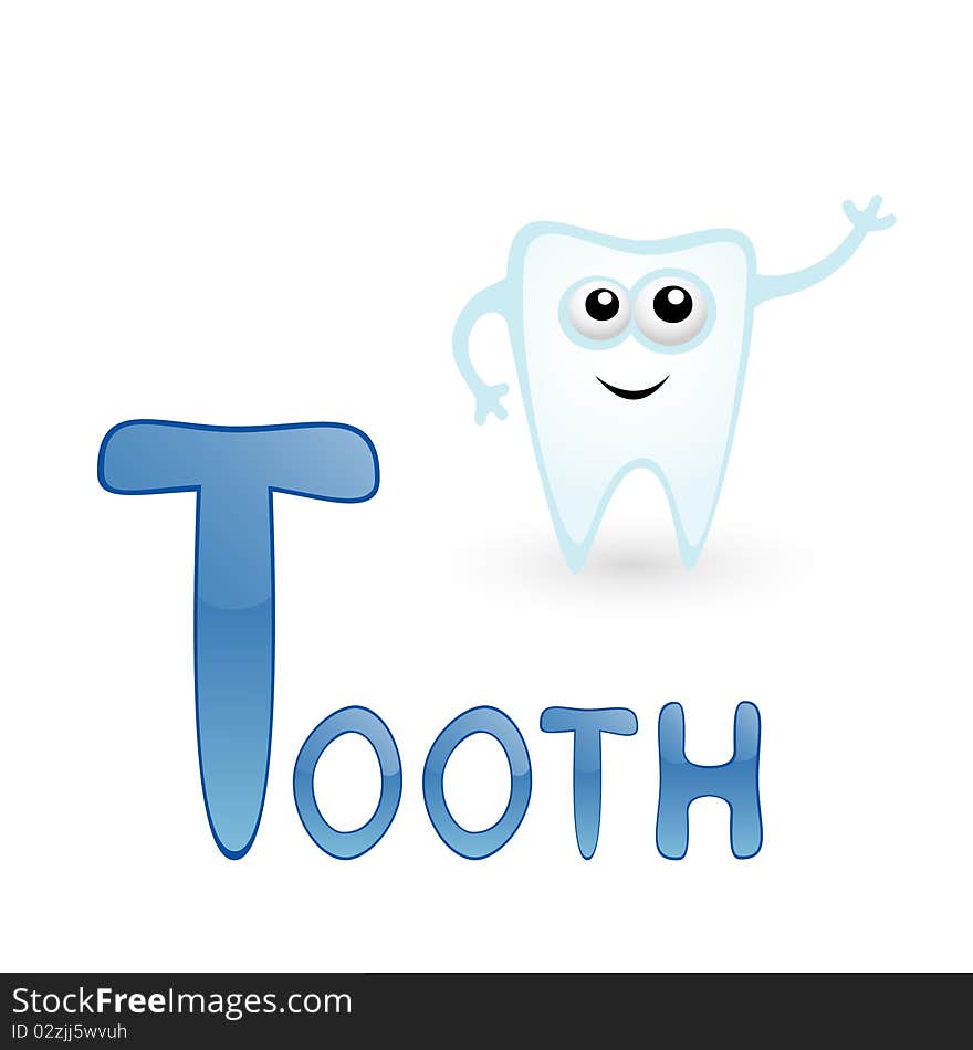 Funny alphabet for children. Tooth - letter T. Funny alphabet for children. Tooth - letter T.