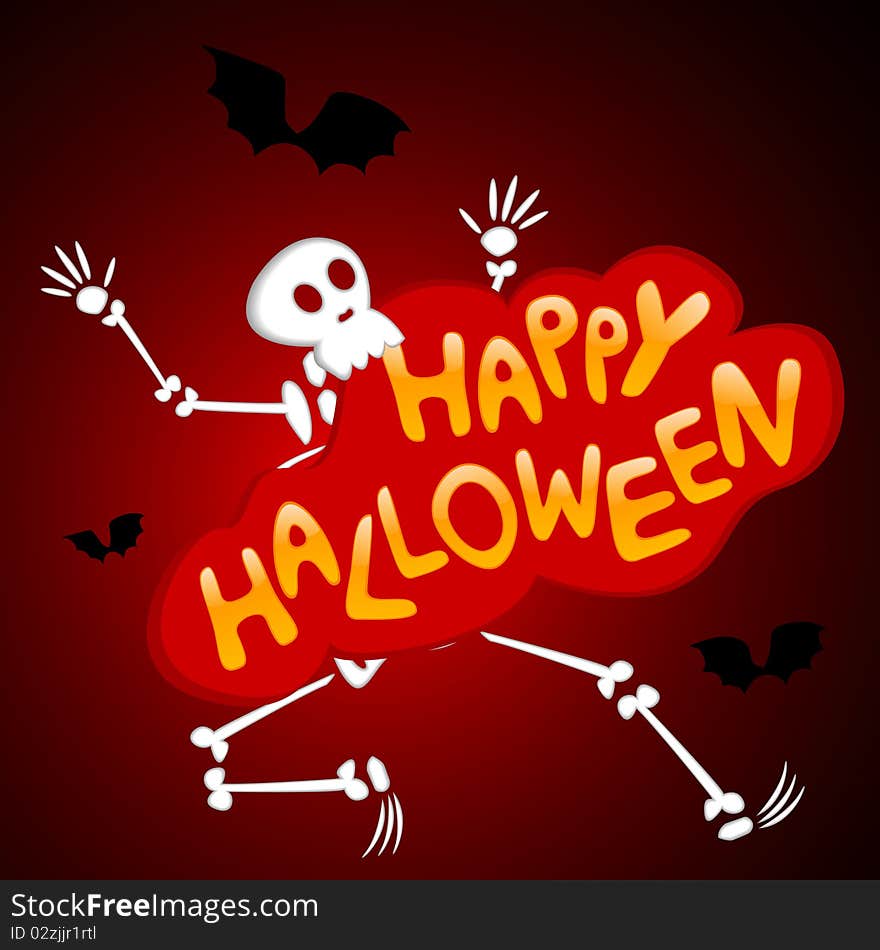 Vector illustration of halloween congratulatory title with skeleton. Vector illustration of halloween congratulatory title with skeleton