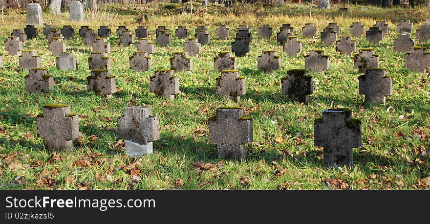 Old grave stones in a row. Old grave stones in a row