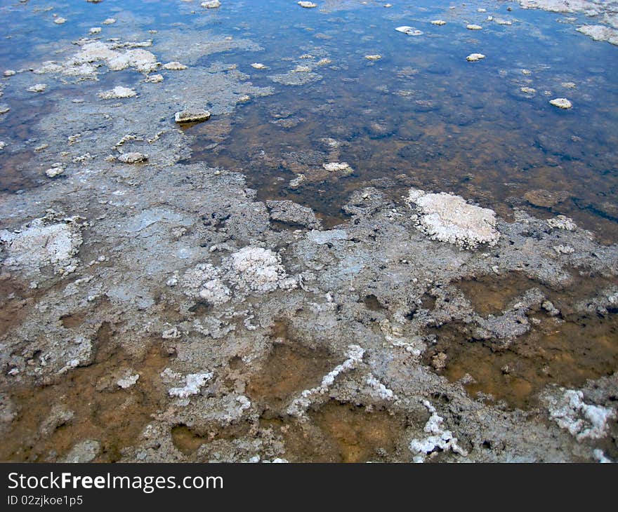 Close-up of the water of Badwater Basin, Death Valley National Park. Close-up of the water of Badwater Basin, Death Valley National Park