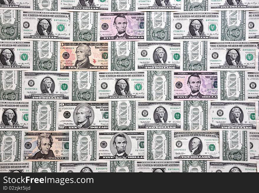 Background from different US banknotes. Background from different US banknotes.