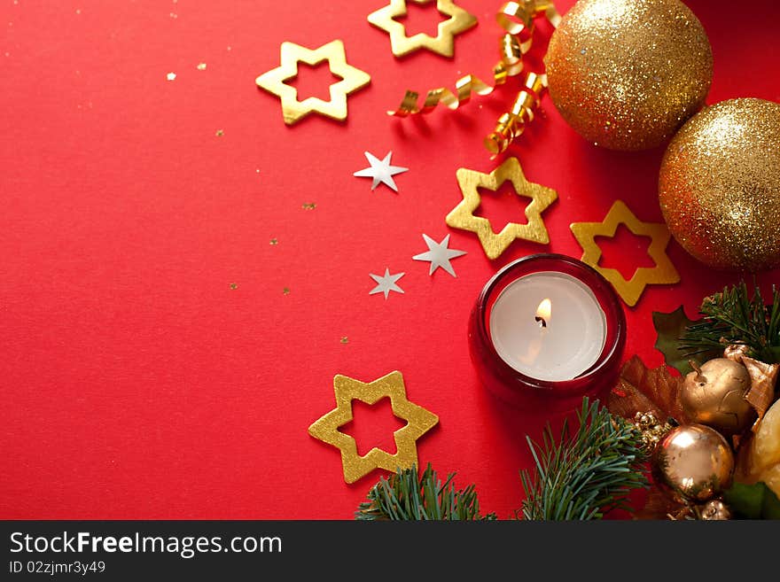 Christmas decorations. background with space for text or image.