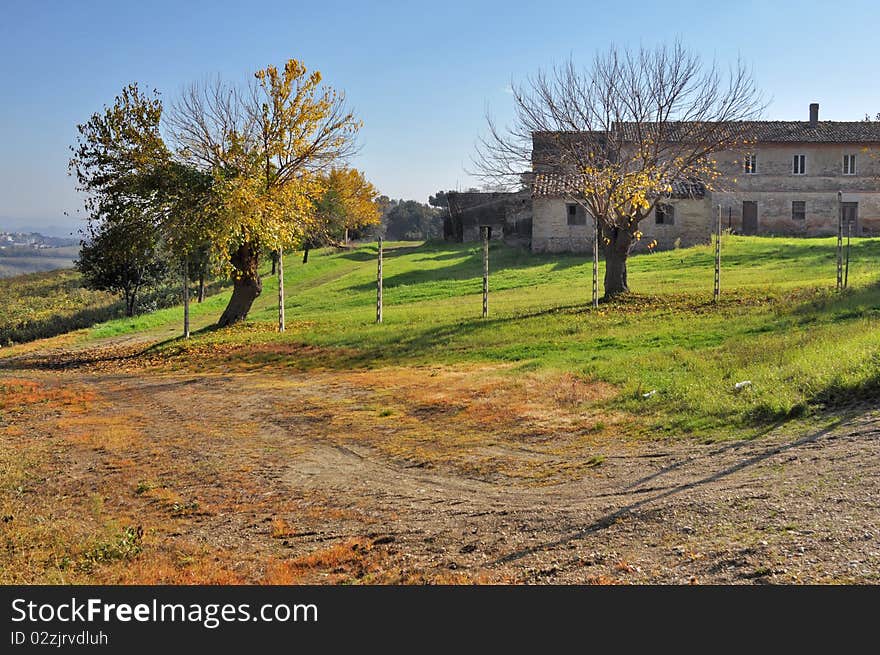 Landscape of countryside with rural house in autumn. Landscape of countryside with rural house in autumn