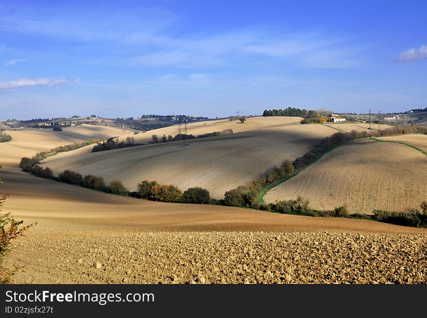 Landscape of fields and countryside in autumn. Landscape of fields and countryside in autumn