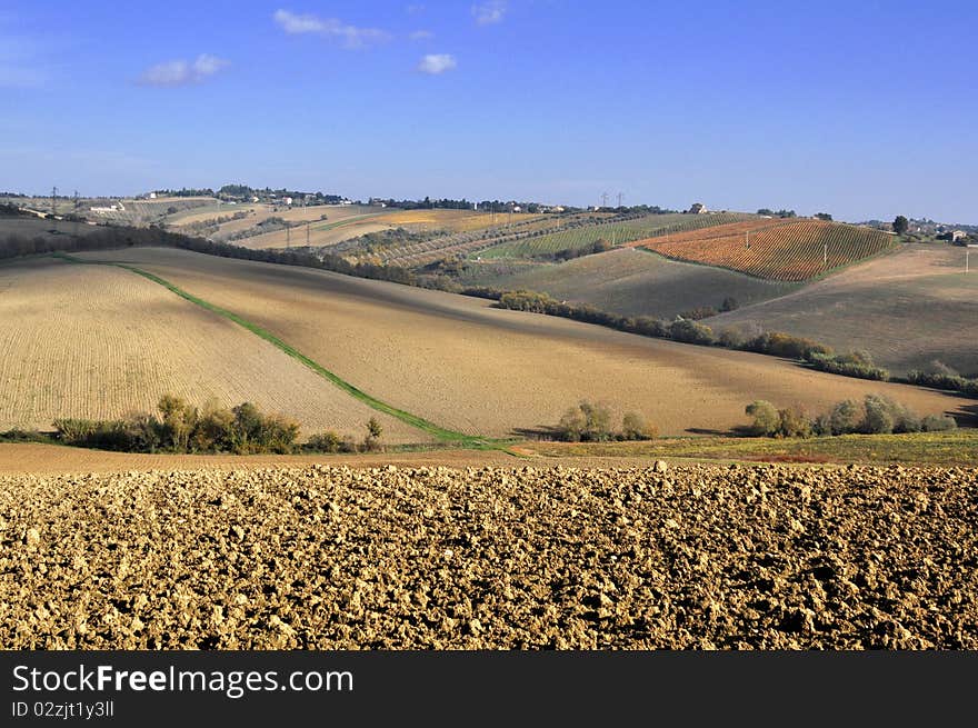 Landscape of fields and countryside in autumn. Landscape of fields and countryside in autumn