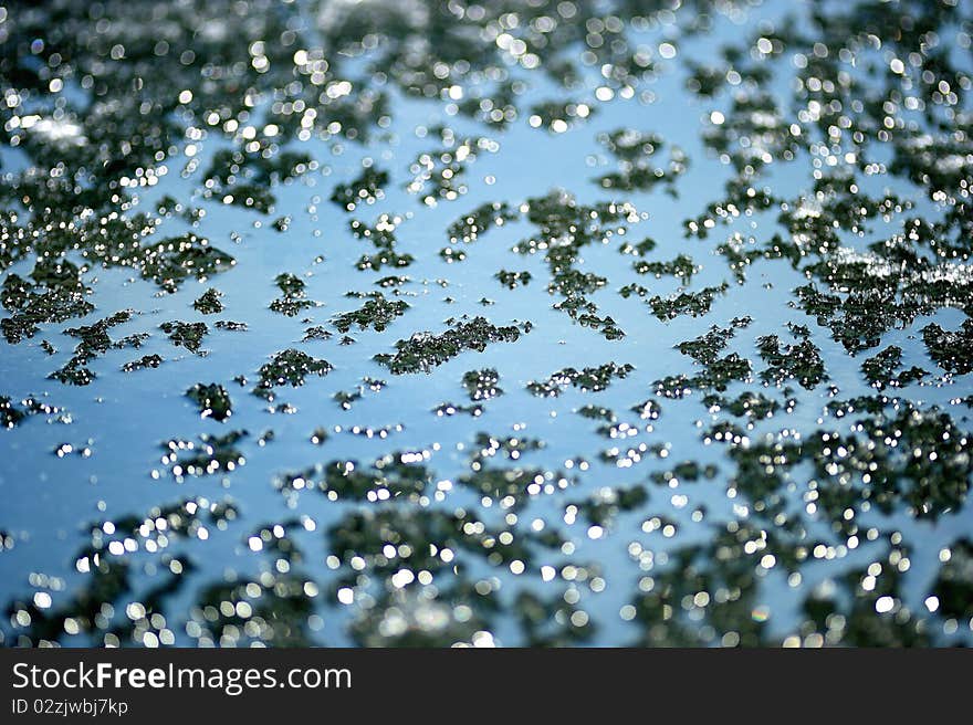 Nature - melted spring ice on the lake